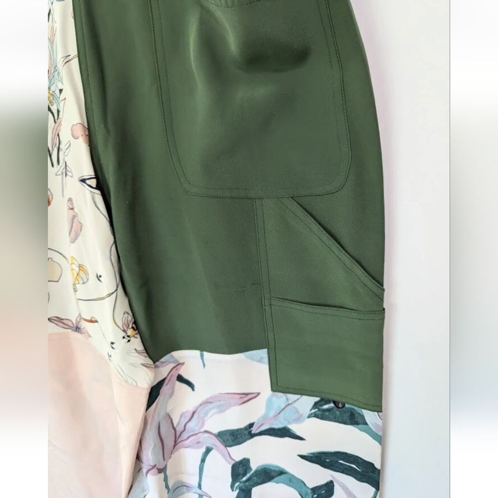 Tory Burch 100% Silk Floral Wide-Leg Cargo Patchwork Trousers Pants Size 6 - Picture 8 of 16